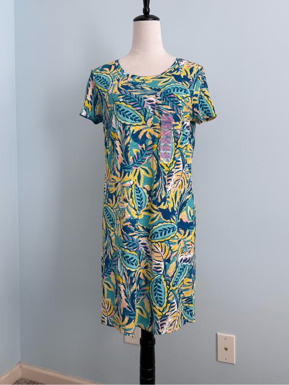 Stella Parker Women’s Short Sleeve Tealgold Dress Size S